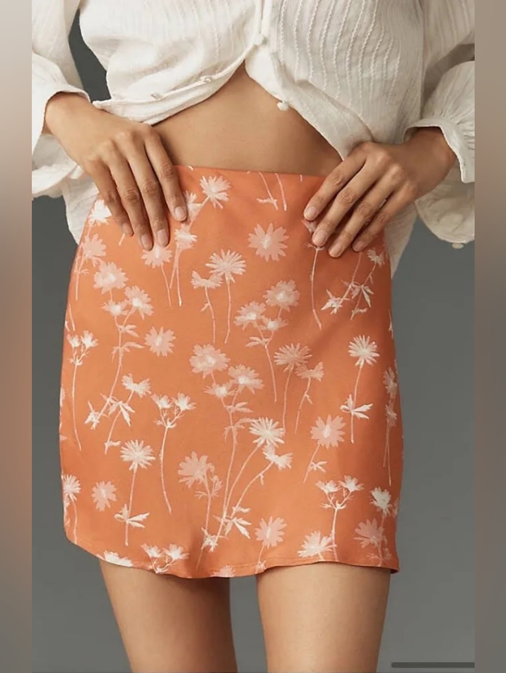 The Tilda Mini Slip Skirt In CEDAR
